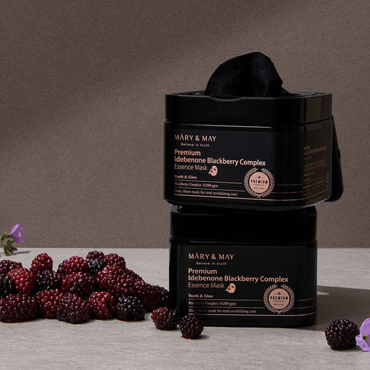 Mary&May Premium Idebenon Blackberry Complex Essence Mask-Μάσκα προσώπου με Idebenone βατόμουρο για θρέψη και λάμψη (20 pcs)