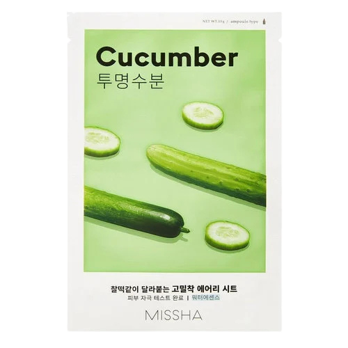 MISSHA Airy Fit Sheet Mask with Cucumber-Μάσκα με εκχύλισμα αγγουριού για ενυδάτωση, αίσθηση φρεσκάδας (1 pc)