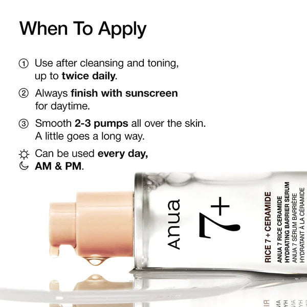 ANUA Rice 7 Ceramide Hydrating Barrier Serum-Ενυδατικός Ορός με Ρύζι και 7 Κεραμίδια (50 ml)