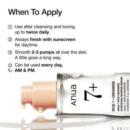 ANUA Rice 7 Ceramide Hydrating Barrier Serum-Ενυδατικός Ορός με Ρύζι και 7 Κεραμίδια (50 ml)