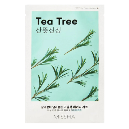 MISSHA Airy Fit Sheet Mask with Tea Tree-Μάσκα με εκχύλισμα τεϊόδεντρου για καταπράυνση (1 pc)