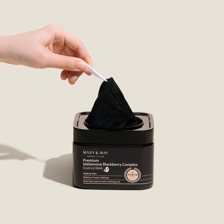 Mary&May Premium Idebenon Blackberry Complex Essence Mask-Μάσκα προσώπου με Idebenone βατόμουρο για θρέψη και λάμψη (20 pcs)