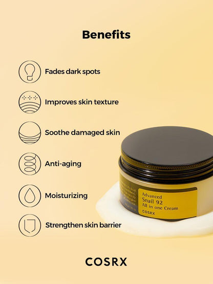 COSRX Advanced Snail 92 All in One Cream-Aναπλαστική Ενυδατική Κρέμα με Σαλιγκάρι (100 g)