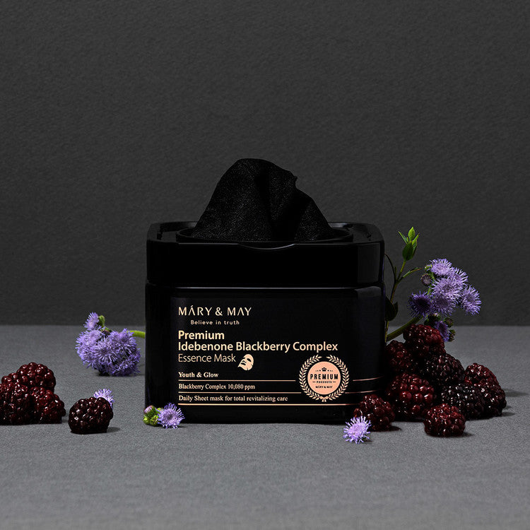 Mary&May Premium Idebenon Blackberry Complex Essence Mask-Μάσκα προσώπου με Idebenone βατόμουρο για θρέψη και λάμψη (20 pcs)