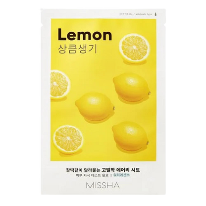 MISSHA Airy Fit Sheet Mask with Lemon-Μάσκα με λεμόνι για ομοιόμορφο τόνο (1 pc)