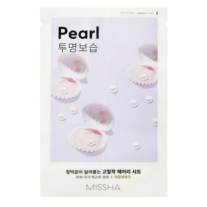 MISSHA Airy Fit Sheet Mask with Pearl-Μάσκα με εκχύλισμα μαργαριταριού για λάμψη, ενυδάτωση (1 pc)